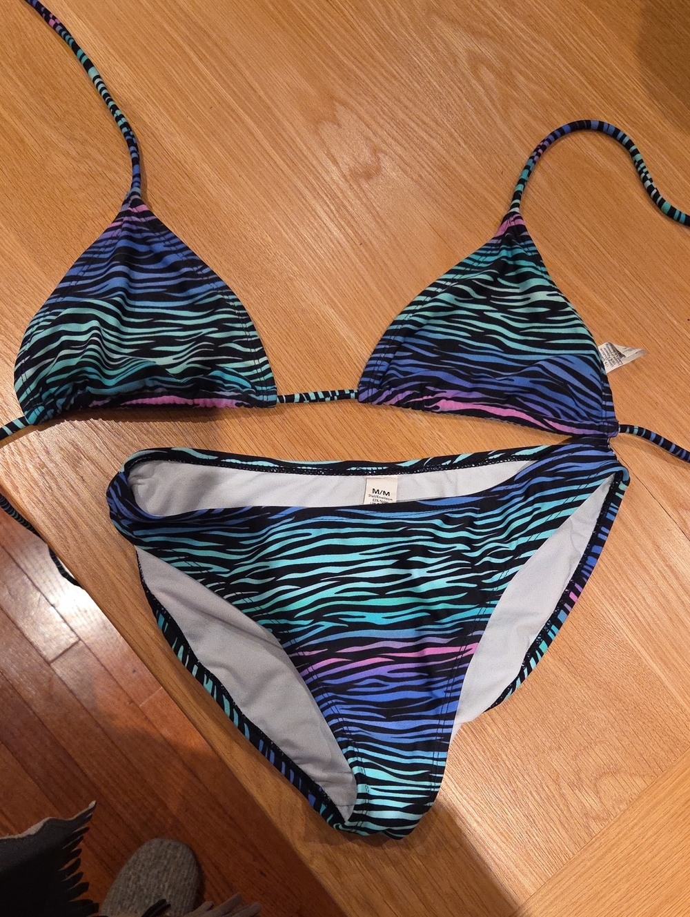 Women’s Multicolor Zebra-Print Triangle Bikini